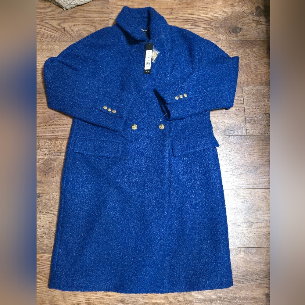BCBGMaxAzria Royal Blue Teddy Coat Size Large